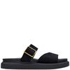 CLARKS WOMENS STRAP SLIP ON SANDAL - BLACK SUEDE